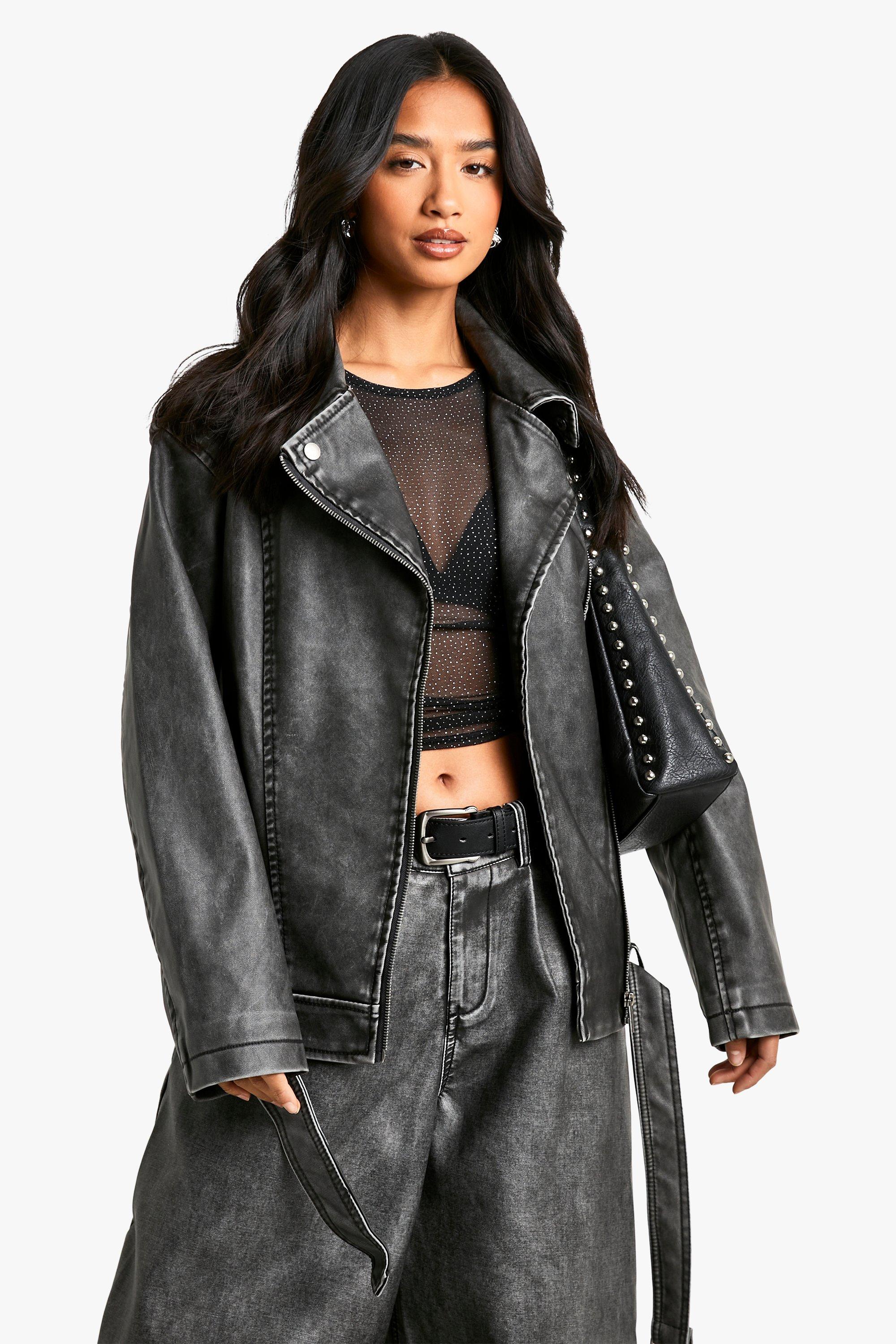 Womens Petite Vintage Wash Turn Up Cuff Denim Jacket - Blue Womens Petite Vintage Wash Turn Up Cuff Denim Jacket - Blue